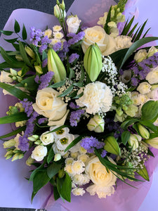 Hand Tied Bouquets - Whites and Purples