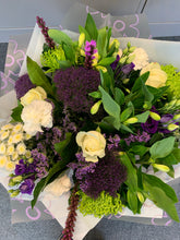 Load image into Gallery viewer, Aqua Hand Tied Bouquets - Whites and Purples
