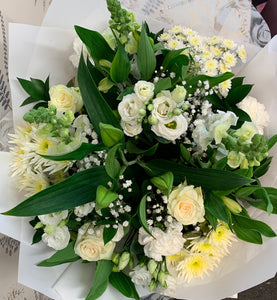 Elegant Mum - Aqua Hand Tied Bouquets -  whites & greens