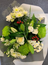 Load image into Gallery viewer, Aqua Hand Tied Bouquet- white Christmas
