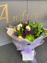 Load image into Gallery viewer, Aqua Hand Tied Bouquets - Whites and Purples
